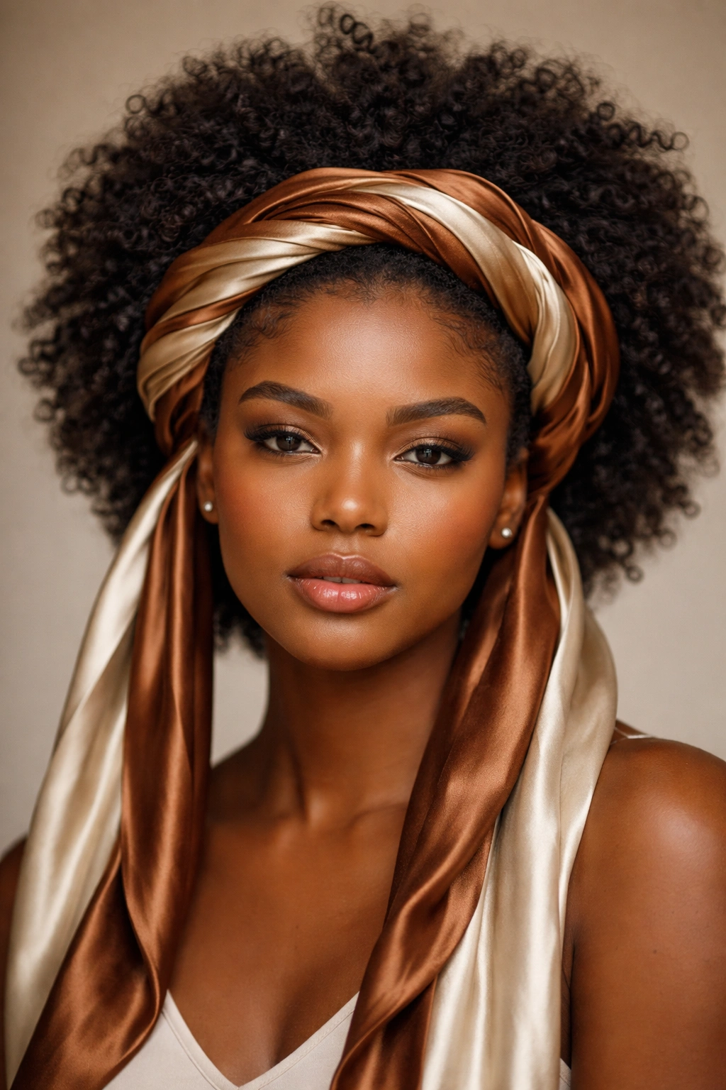 Afro with twisted wrap headband around crown