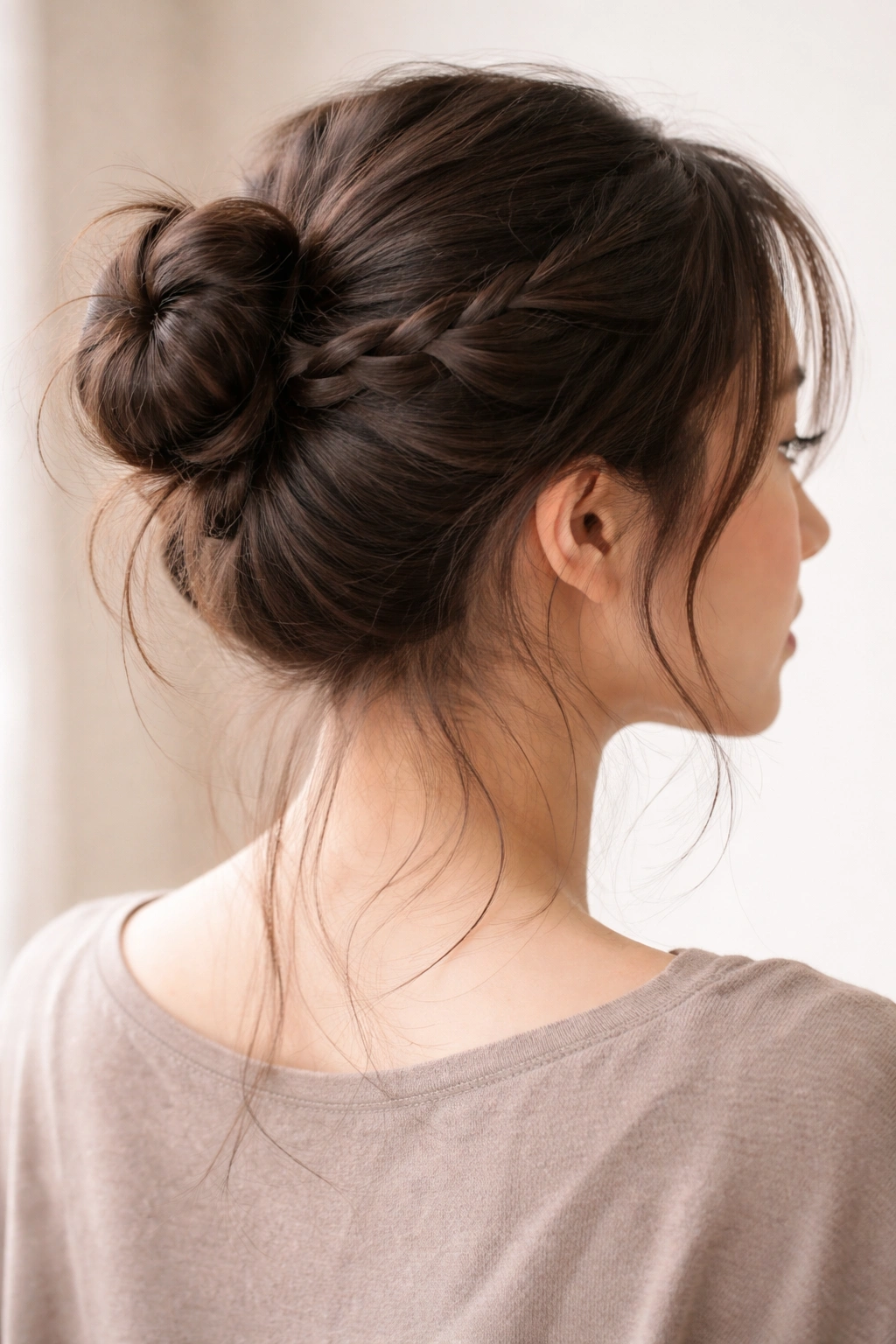 Textured two-strand twist bun with rope-like strands