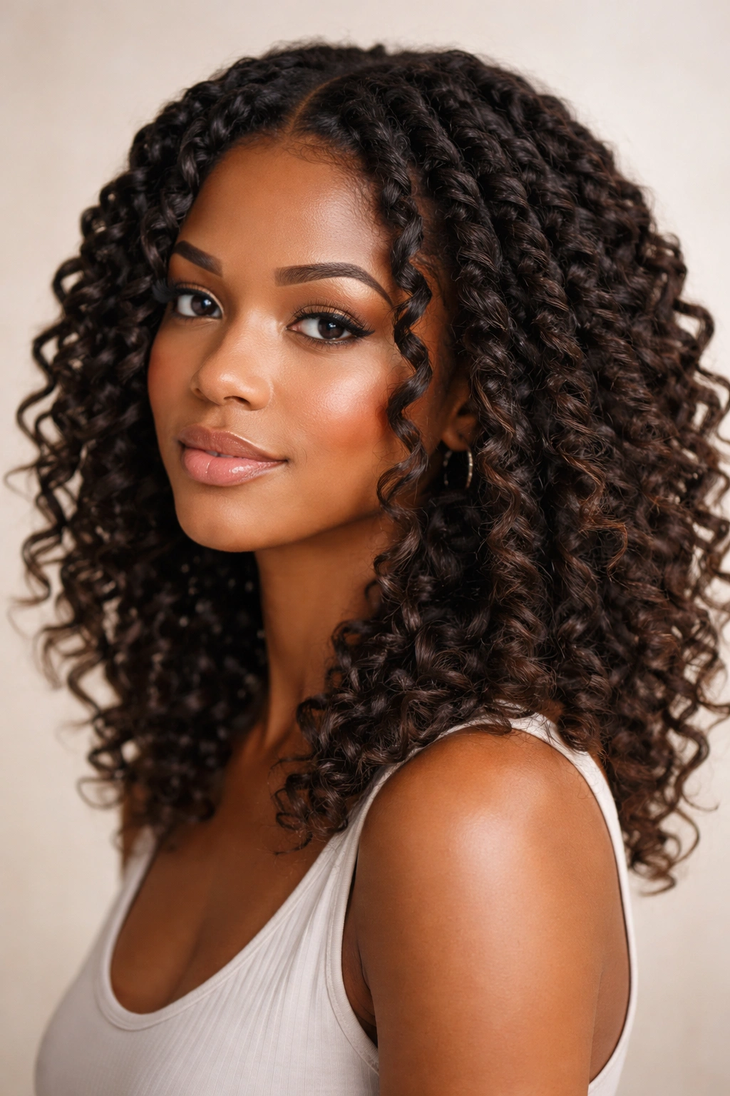 Person with two-strand twists showing defined pattern