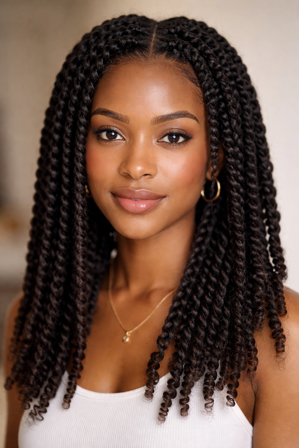 Close-up of two-strand twists on 4b hair with rope-like texture