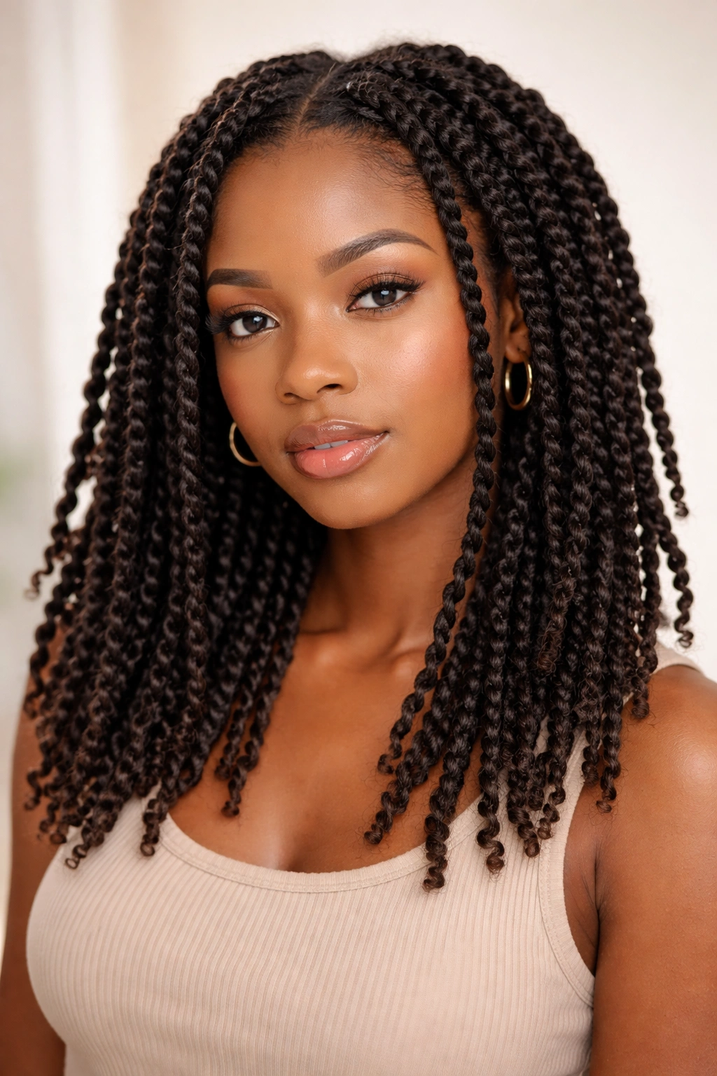 4C hair two-strand twists with defined texture