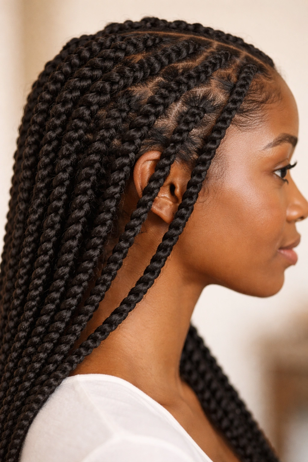 Close-up of two-strand twists on coily Afro hair
