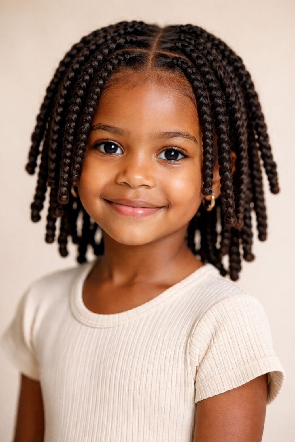 Close-up of a young girl's two-strand twists with loc-inspired texture.