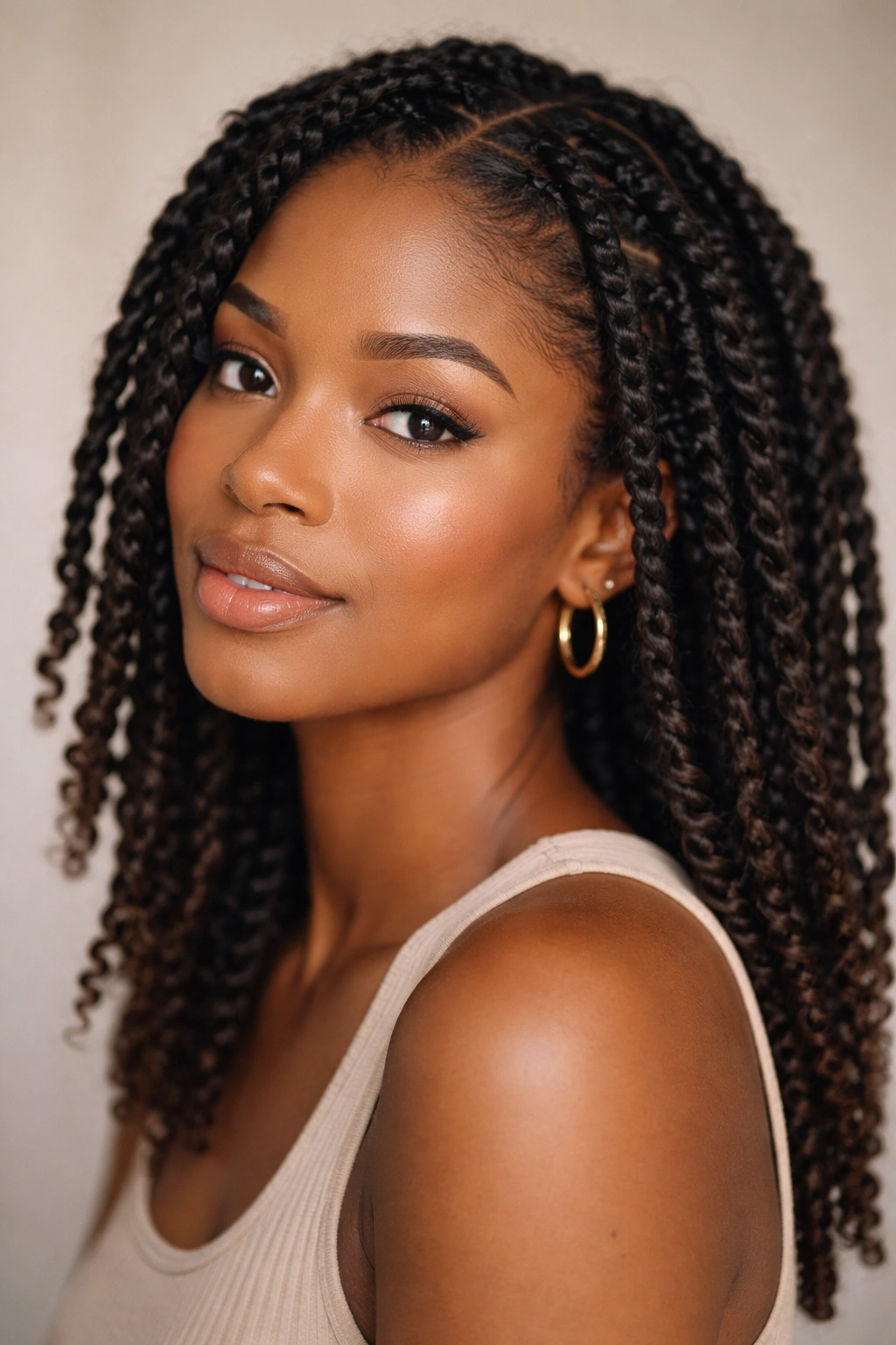 Close-up of two-strand twists on natural hair showing rope texture