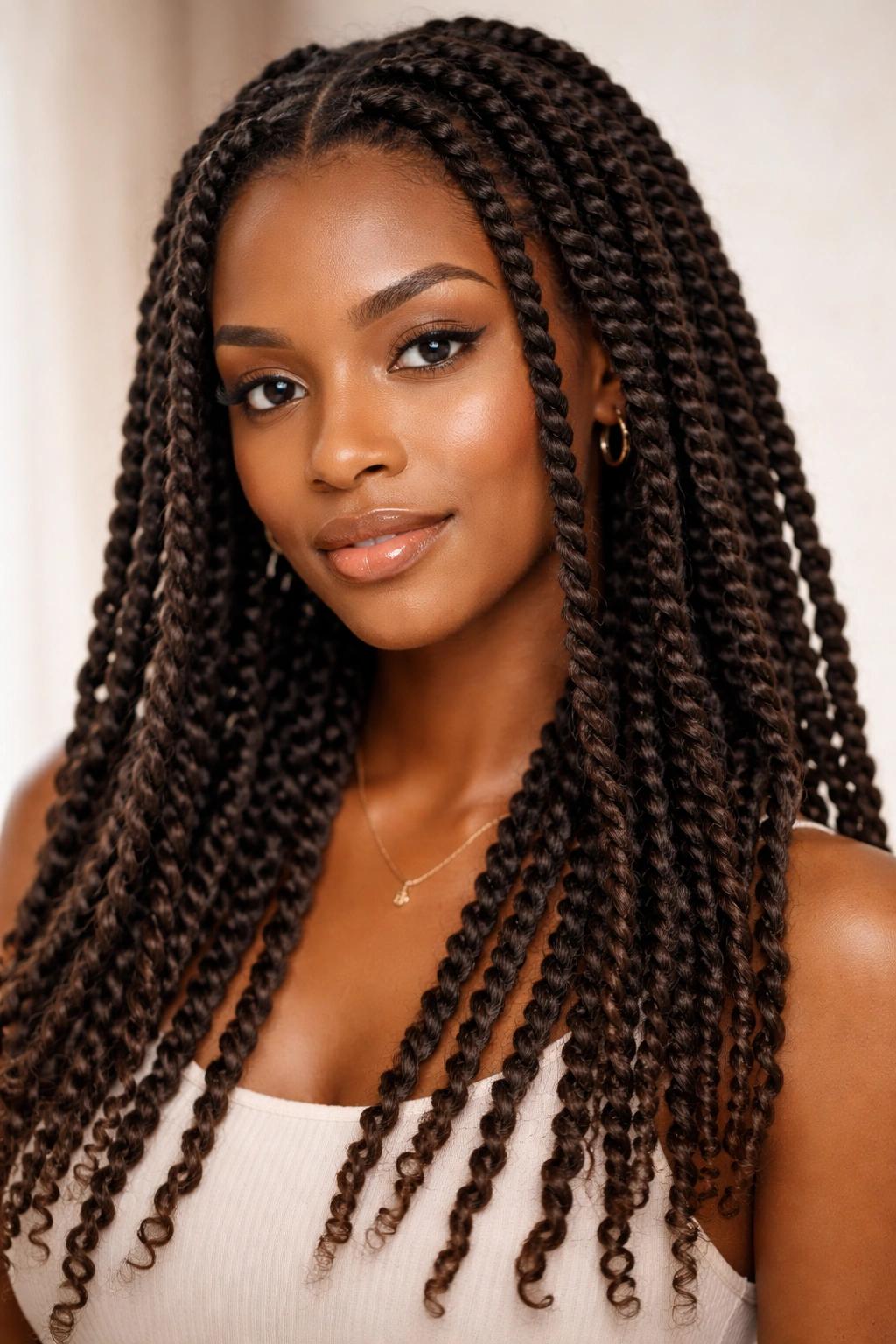 Close-up of two-strand twists showing rope-like texture on natural hair