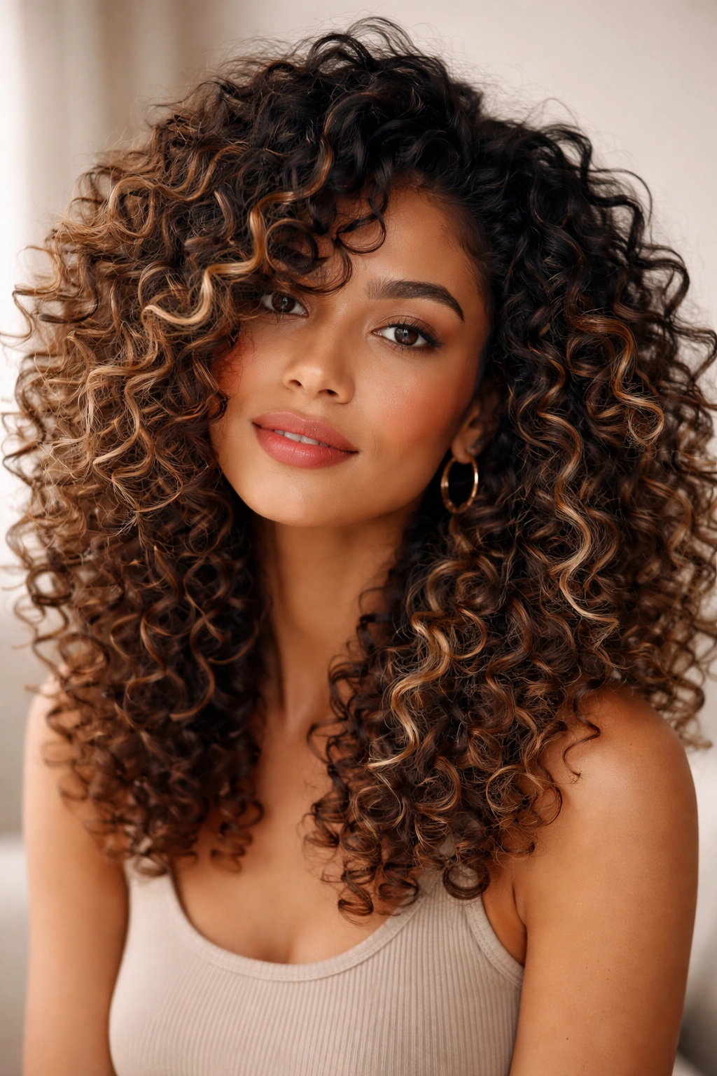 Two-tone curls with color play and dimension