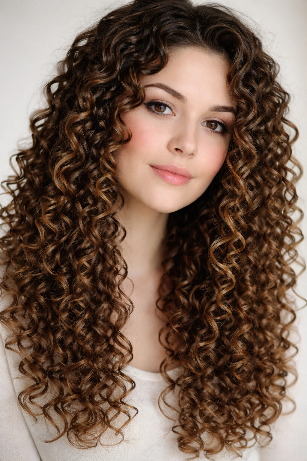Close-up of tight vertical ringlets with strategic layering