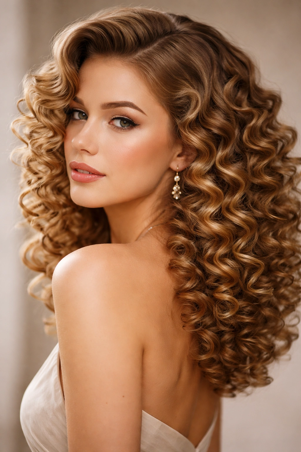 Tight spiral curls with high volume and shine