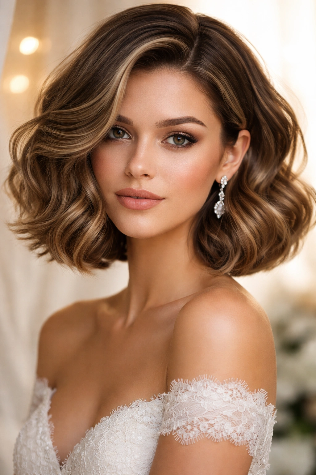 Voluminous waves with blunt ends in a bold wavy bob