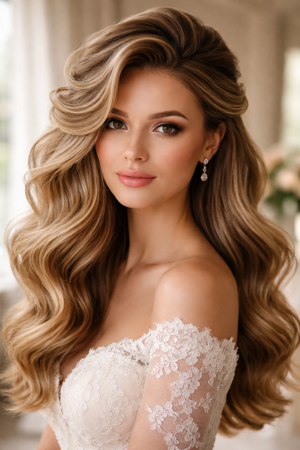 Front-facing close-up of voluminous crown waves with smooth underlayer