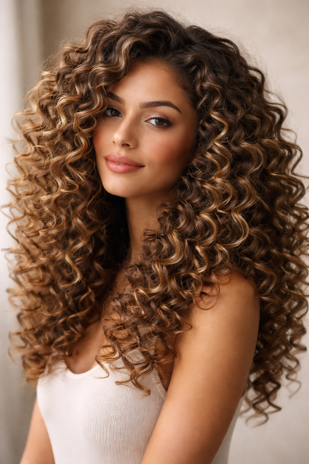 Voluminous spiral curls with defined ringlets