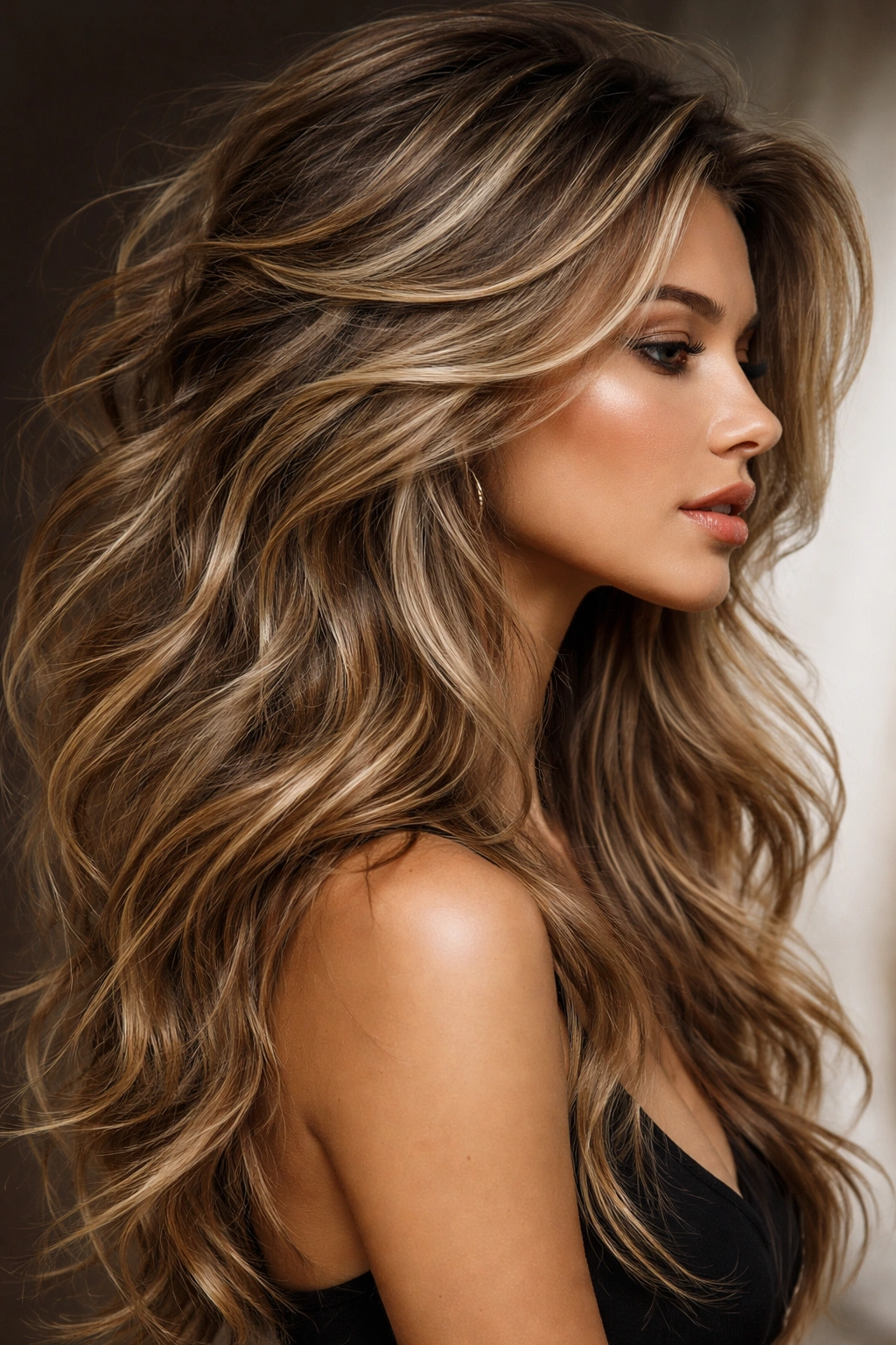 Side-profile of voluminous textured waves with choppy layers and lift