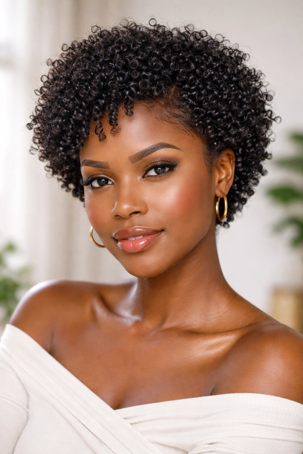 Full head of 4C hair with defined wash-and-go curls