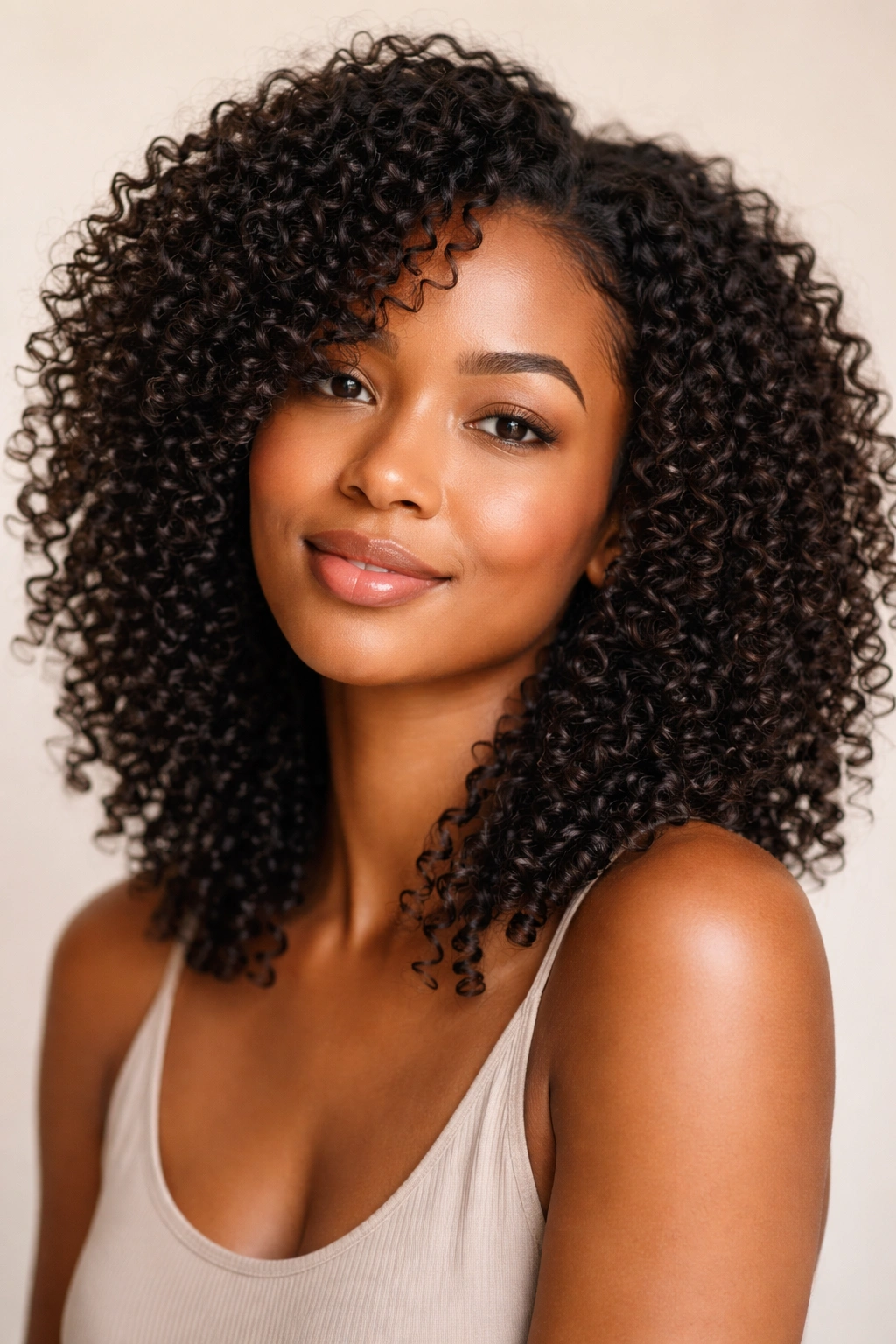 Wash-and-go hairstyle showing natural curls after washing