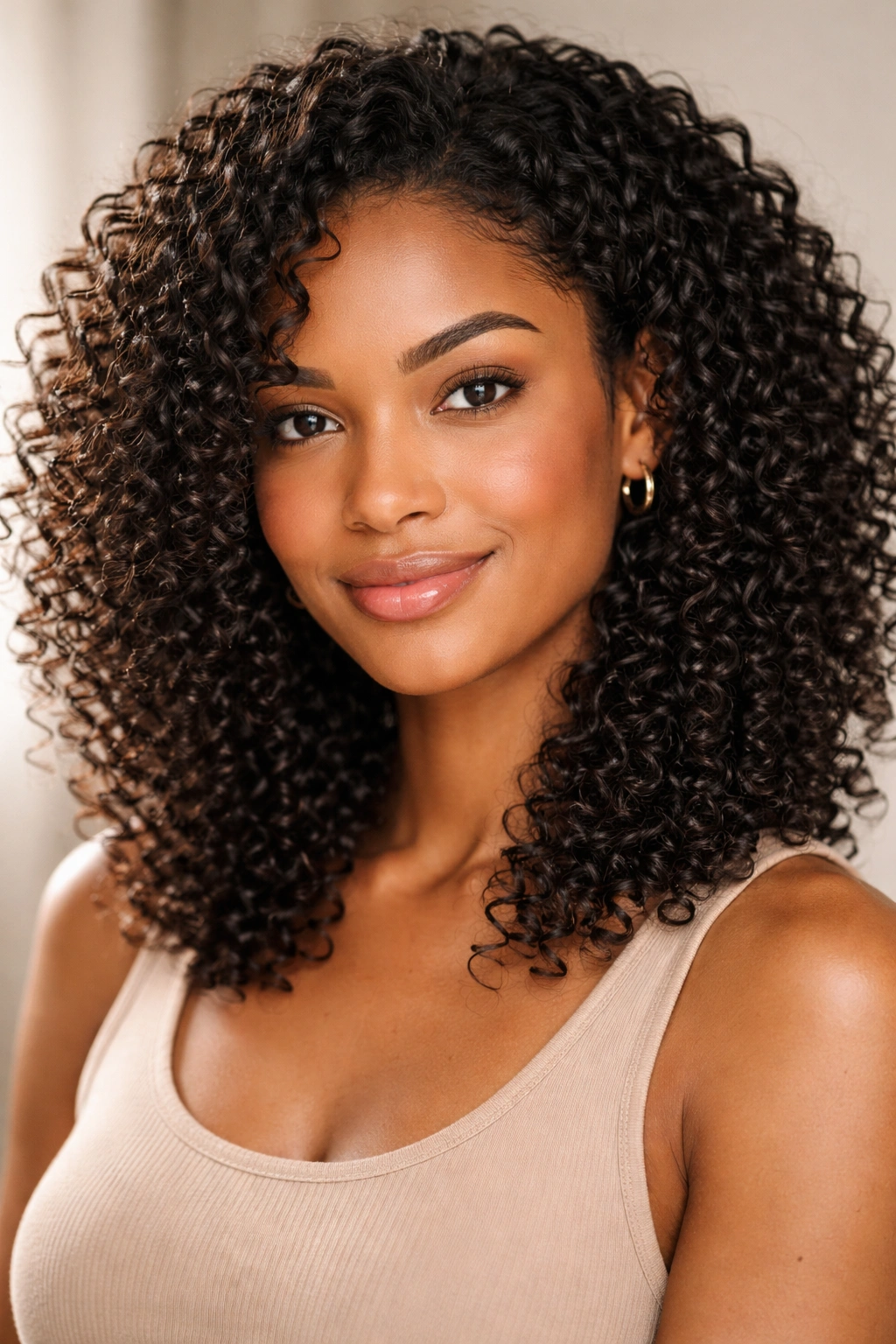 Natural curls in a wash-and-go pattern with defined texture