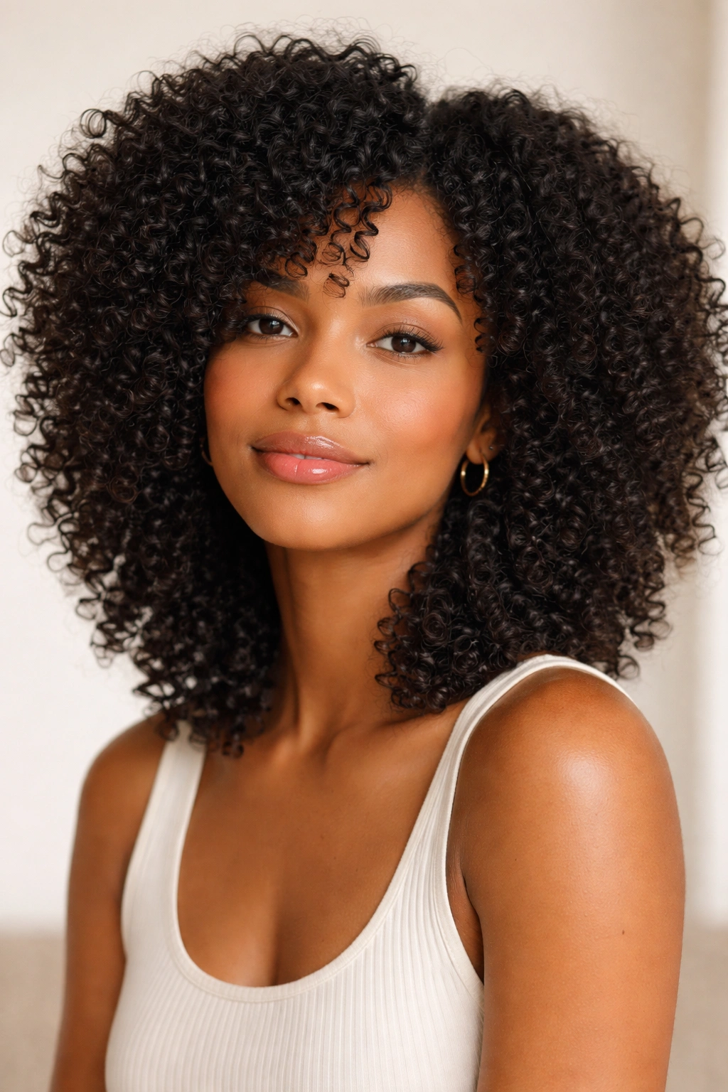 Close-up of hydrated natural curls after wash and go, showing defined coils
