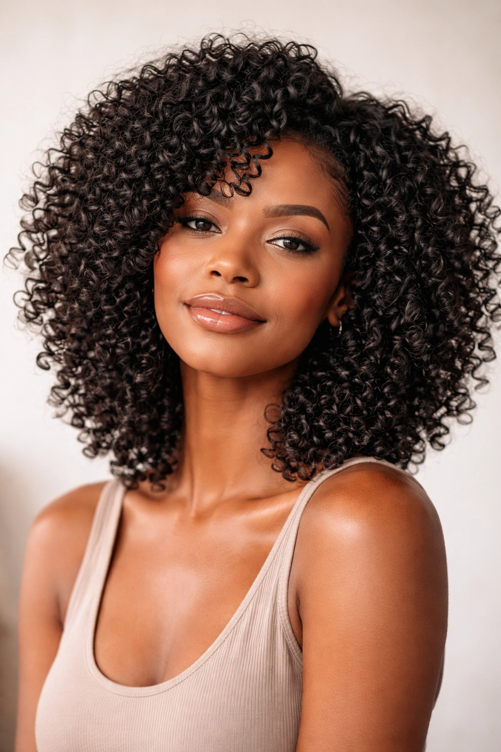 Defined wash and go hairstyle with clearly defined curls