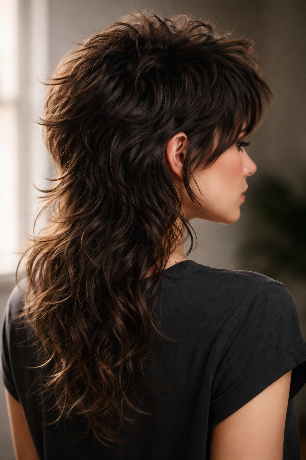 Wavy mullet wolf with short crown and long back pieces