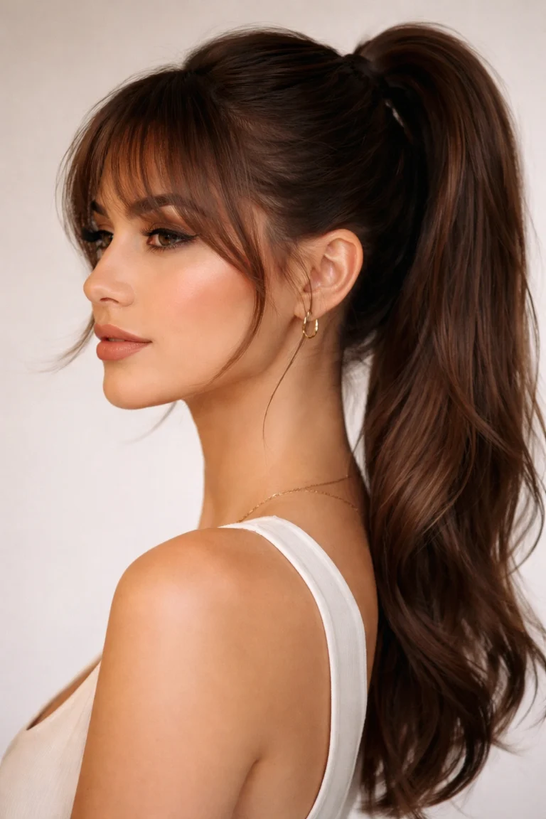 12 High Ponytails With Bangs