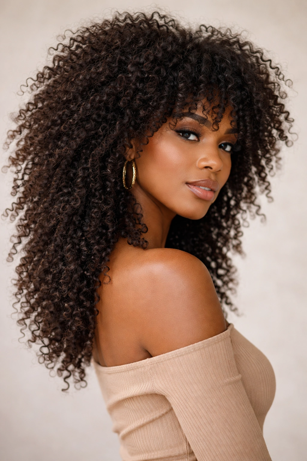 Wolf cut with voluminous layers and textured curls