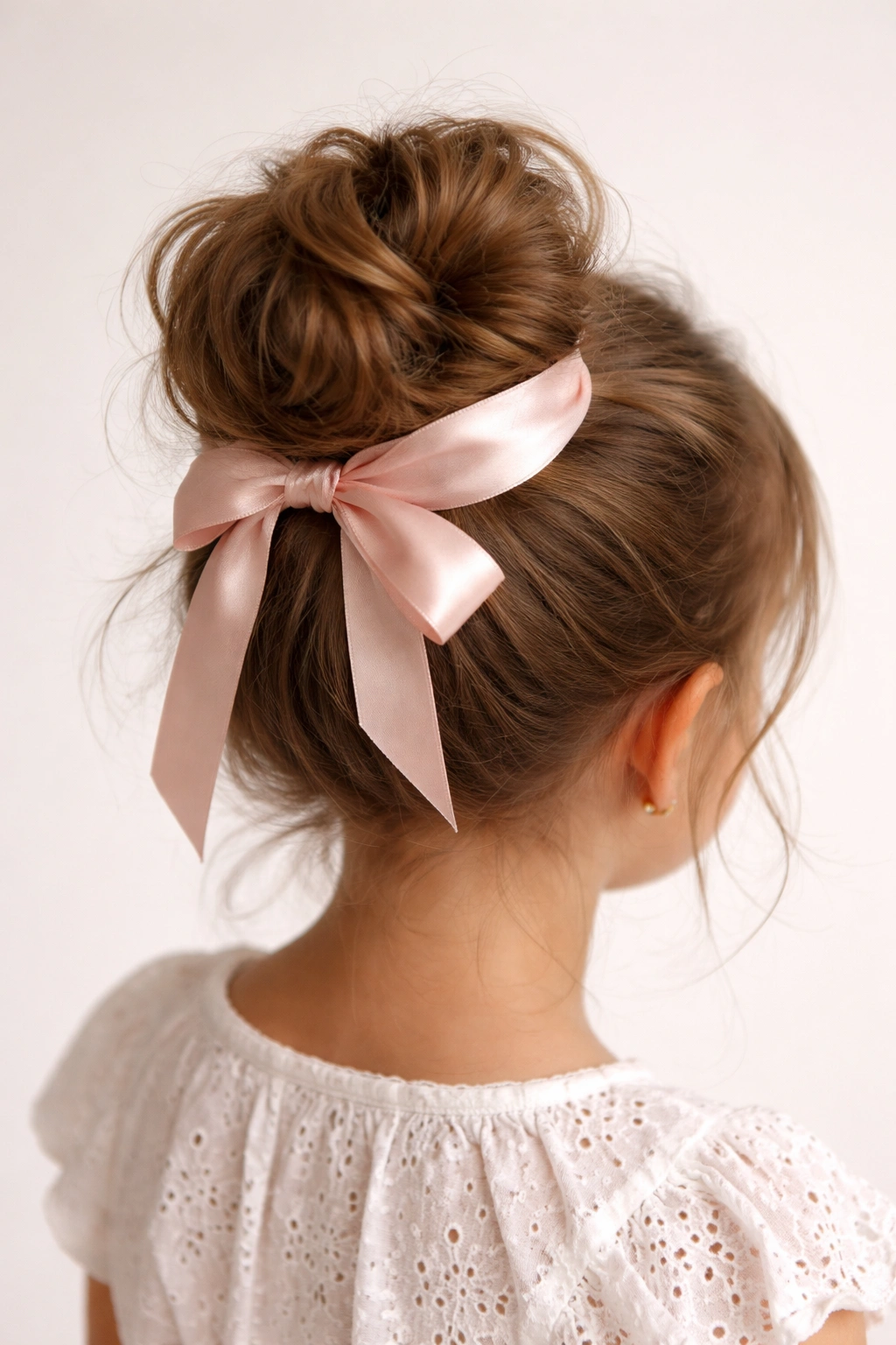 Wrapped bun with decorative ribbon for a child