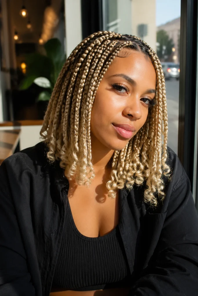 18 Blonde Goddess Box Braids With Curly Ends