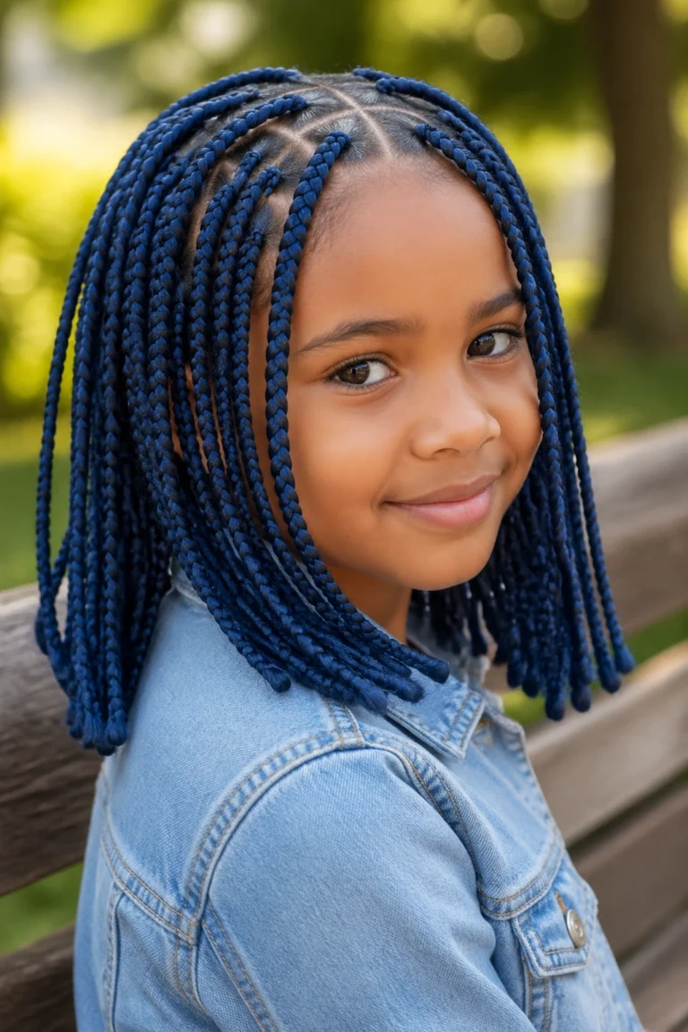 18 Blue Box Braids for Kids