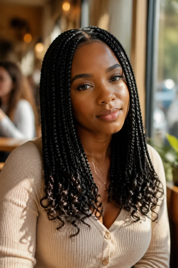 18 Medium Box Braids With Curly Ends for Black Women