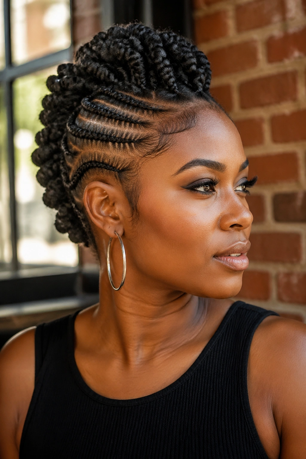 Real person with braided Mohawk hairstyle