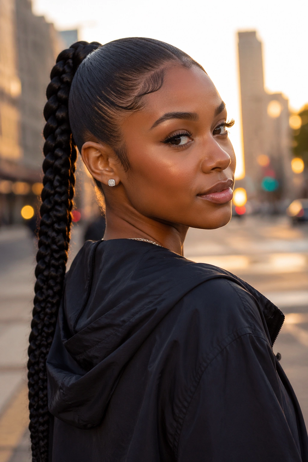 Close-up of a person with a braided ponytail
