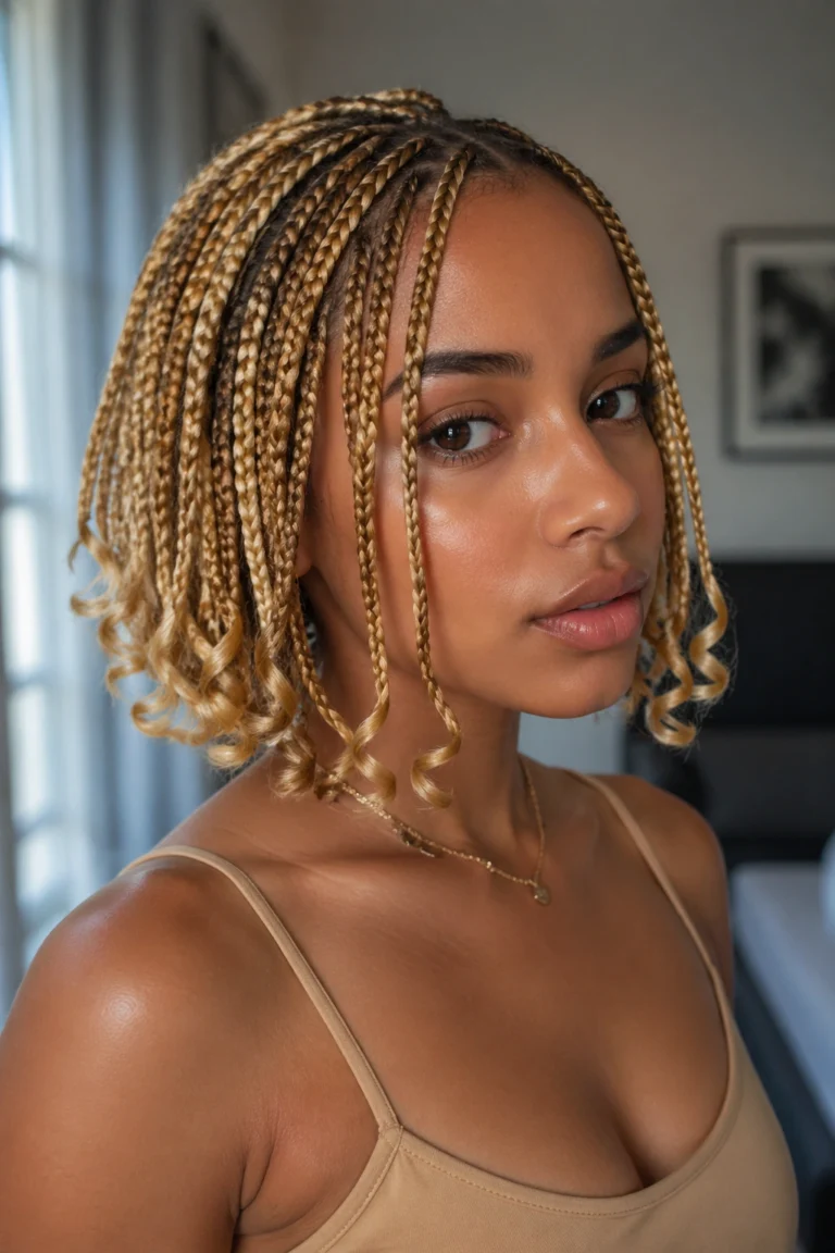 15 Blonde Short Box Braids With Curly Ends