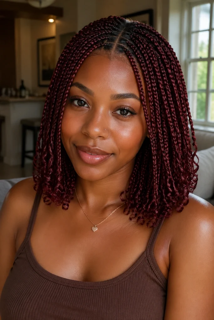 15 Red Boho Knotless Box Braids