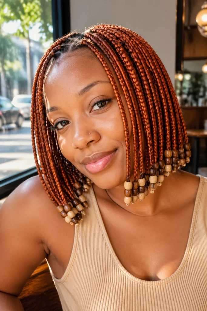 20 Orange Box Braids With Beads