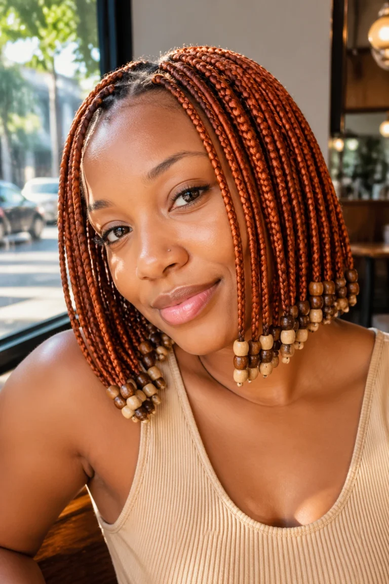 20 Orange Box Braids With Beads