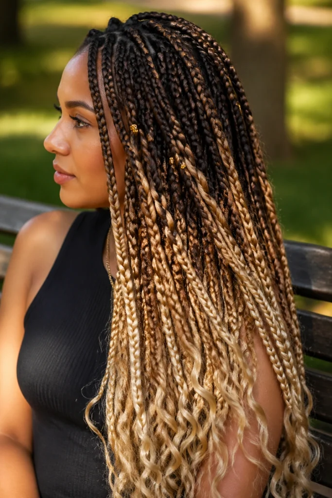 15 Blonde and Brown Goddess Box Braids