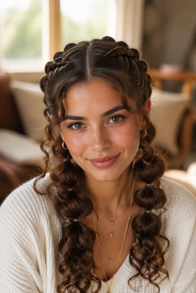19 Half-Up Bubble Braids for Bouncy Curls