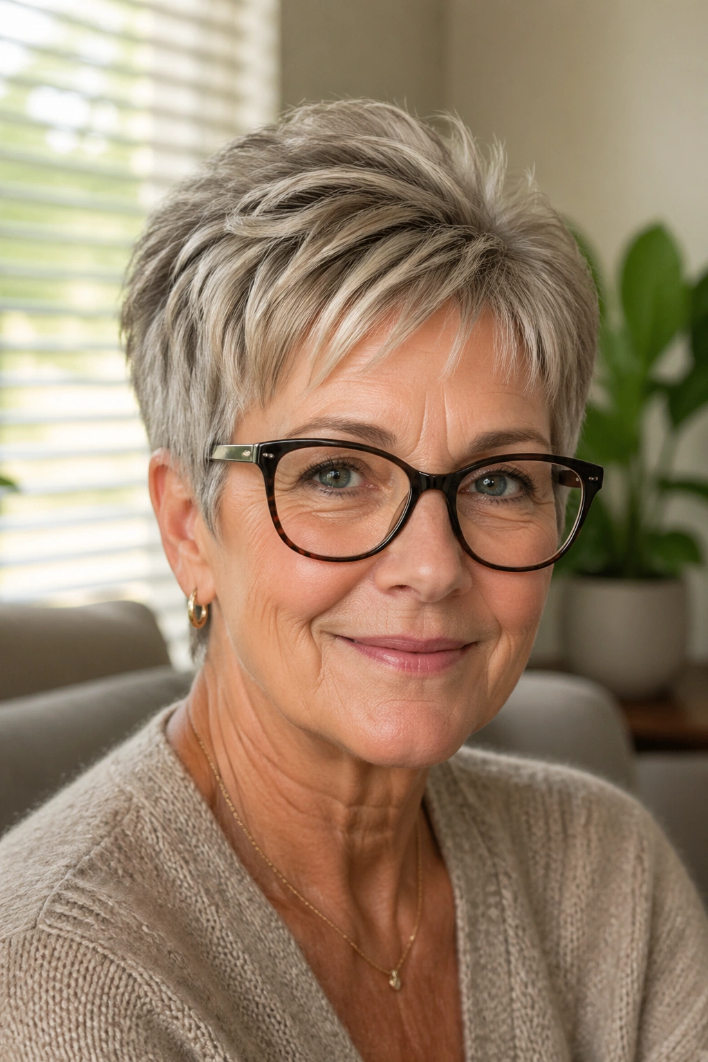 Real woman with crown-lift crop highlighting lifted crown