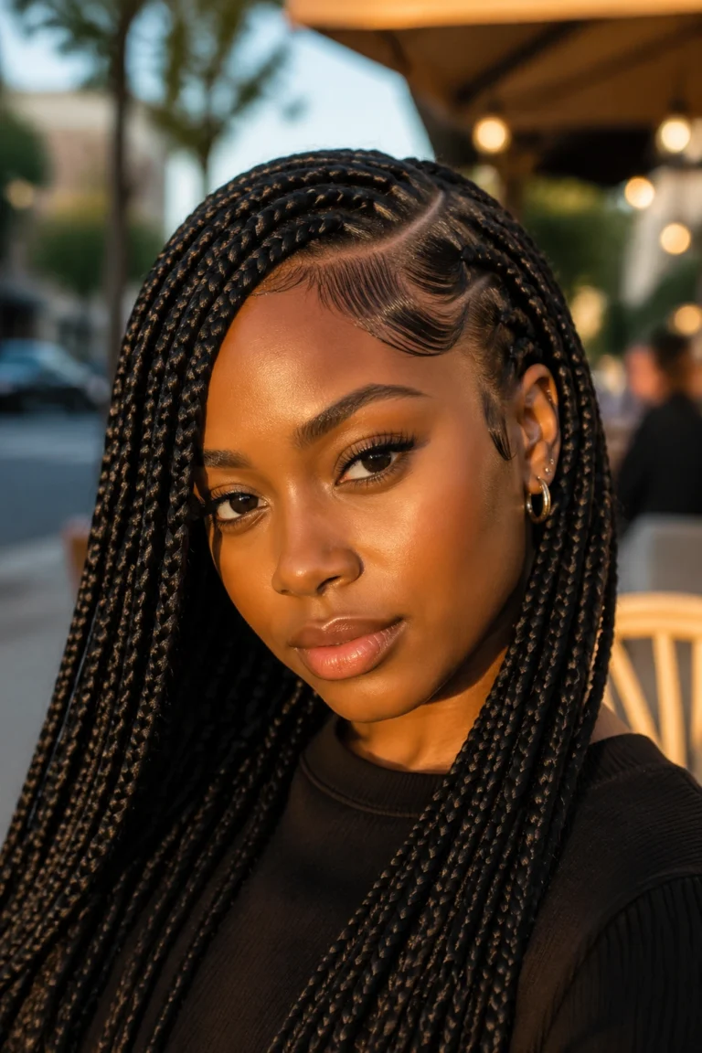 18 Small Knotless Box Braids With Laid Edges