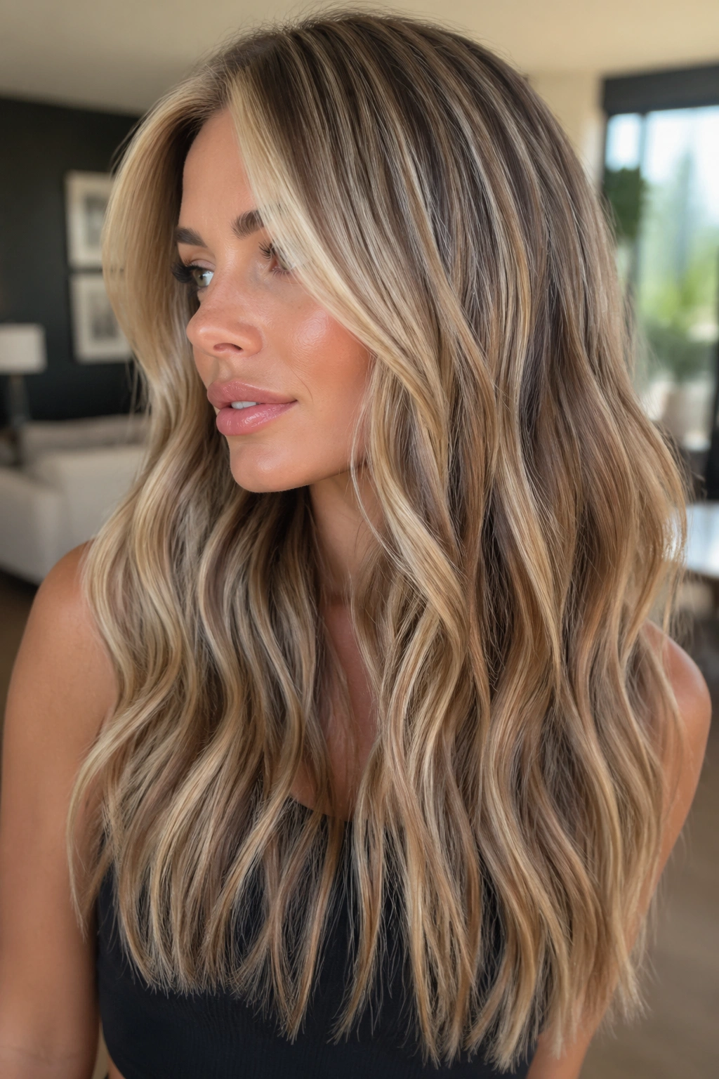 Real woman with expensive blonde and multi-tone lowlights