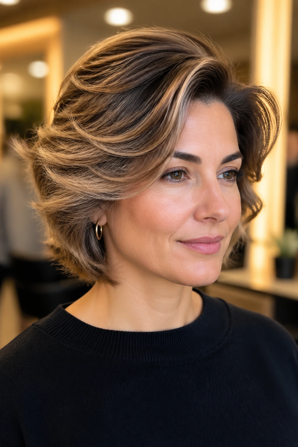 Close-up of feathered short waves with a polished blowout.