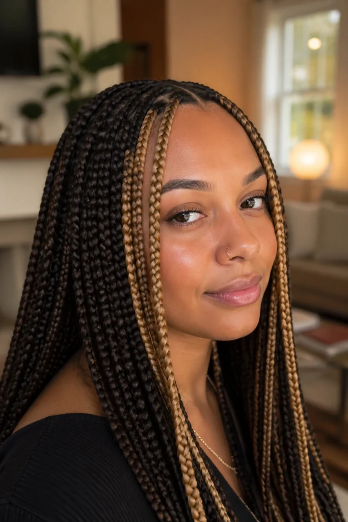 15 Medium Blonde and Brown Knotless Box Braids