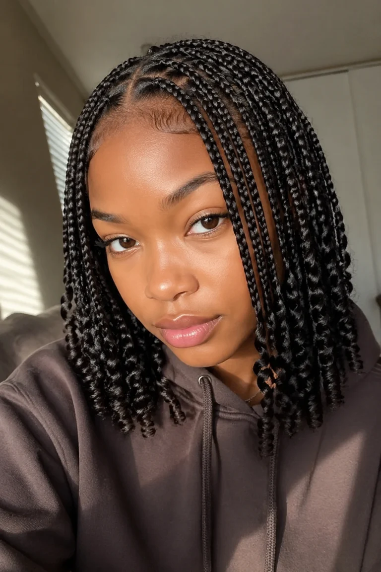 15 Small Medium-Length Knotless Box Braids With Curly Ends