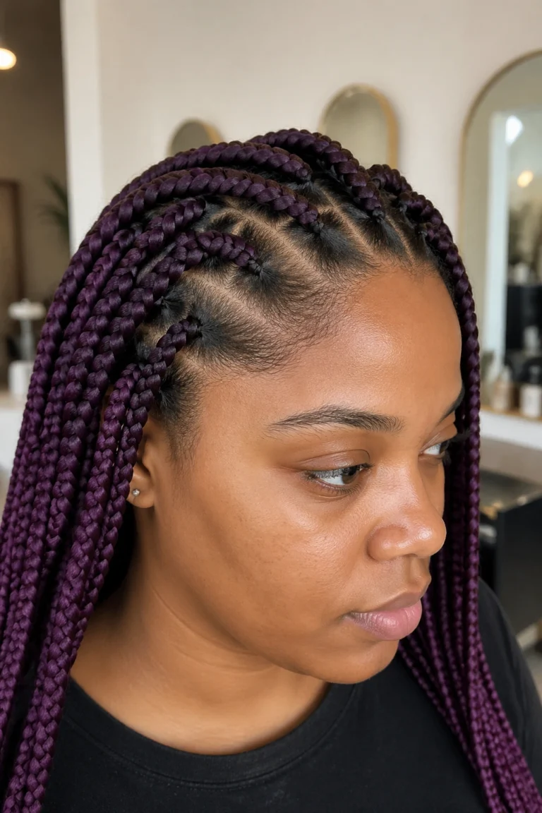 18 Medium Purple Knotless Box Braids