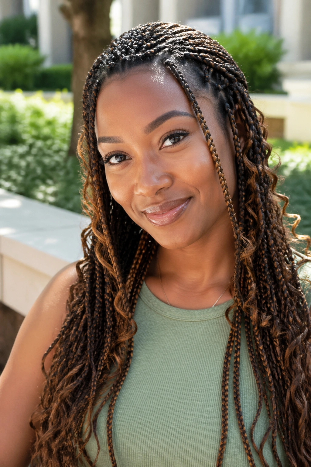 Close-up of lightweight scalp-friendly butterfly braids on real person with minimal tension