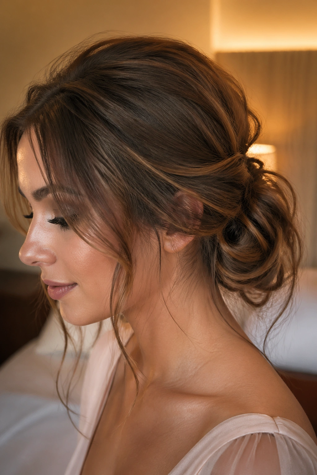 Real woman with a romantic messy bun