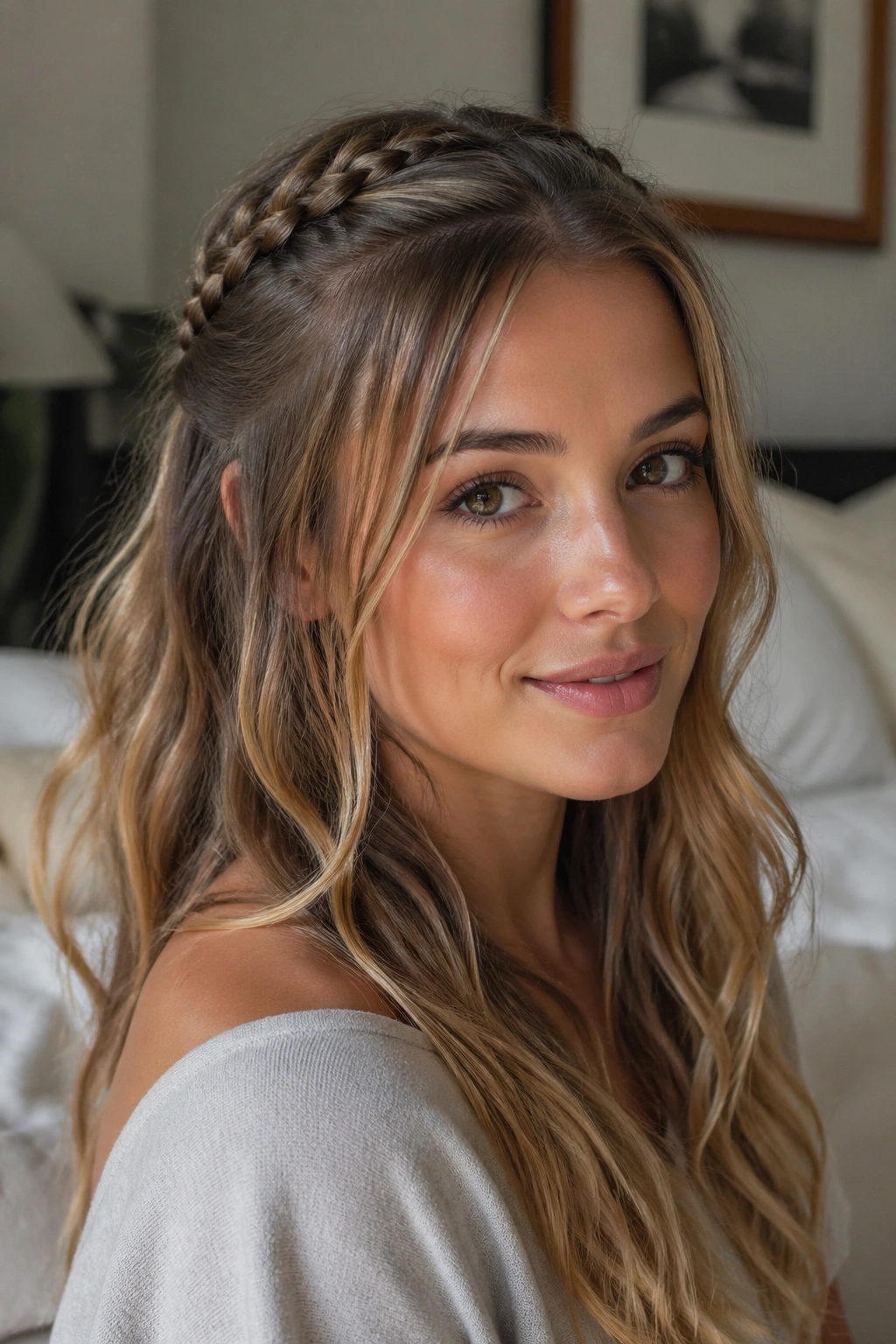 Close-up of real woman with Micro-Braid Accent at the crown.