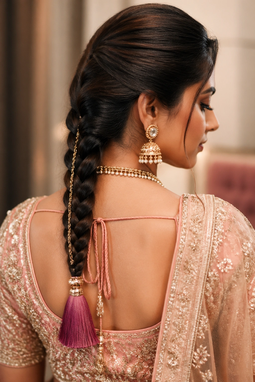 Bride with a minimal parandi braid
