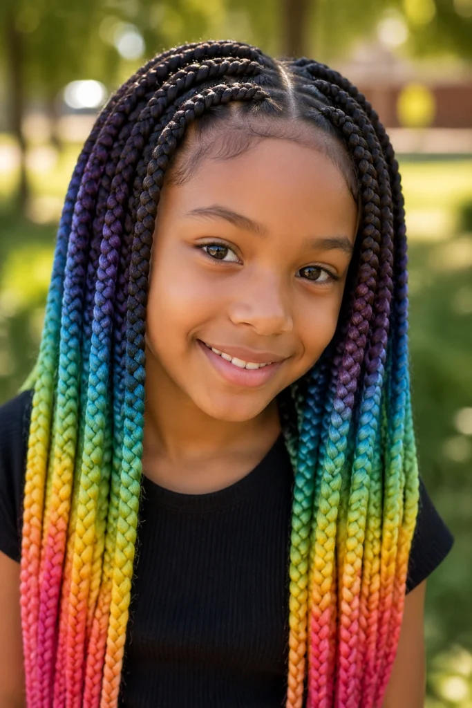 20 Rainbow Box Braids for Kids