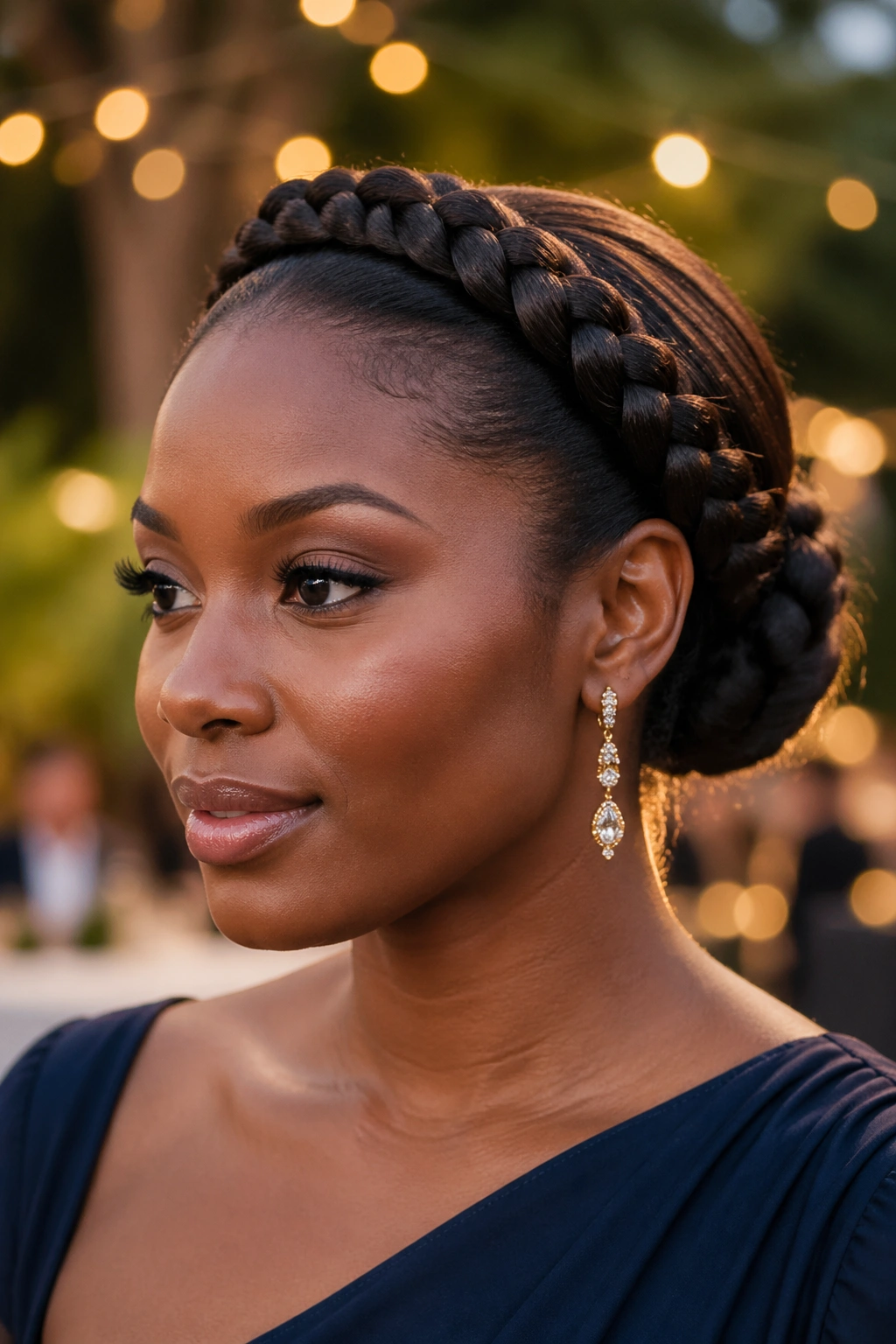 Close-up of Rope Braid Halo Bun on real person