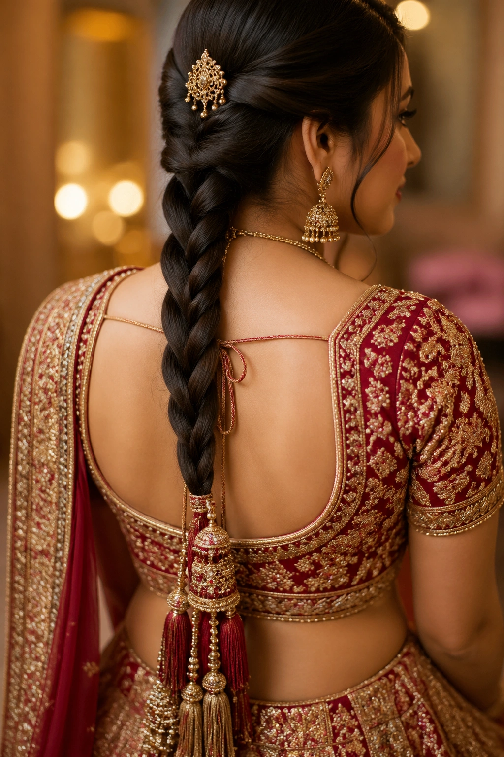 Bride with rope-twist braid and parandi